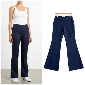 La Ligne Navy Pinstripe Flare Pants w/ Contrast Side Stripe | Size 2